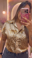 Leopard Oversize Satin Top