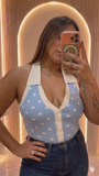 Polkadots blue top