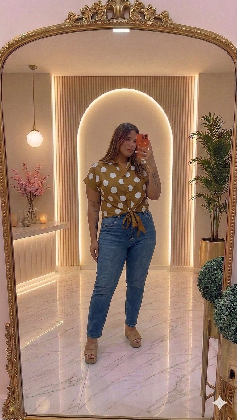 Polkadots Brown Top