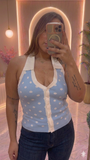 Polkadots blue top