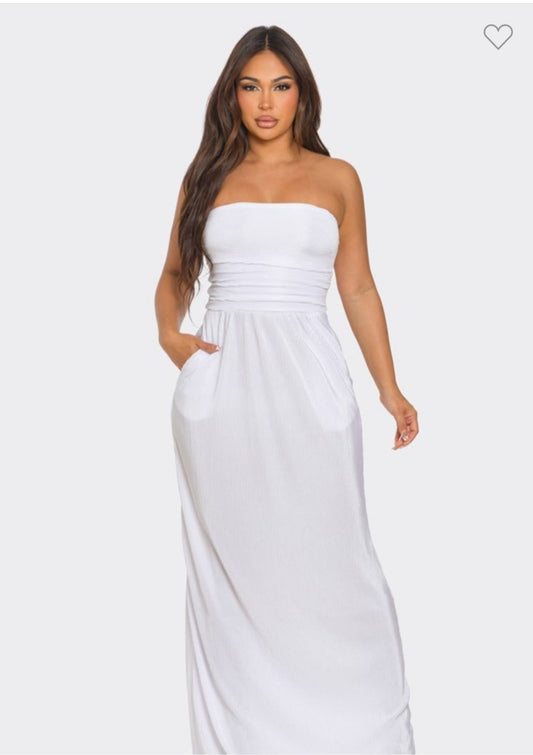 Strapless White Maxi Dress